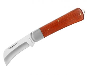 Нож электрика 120х45х10 мм с изогнутым лезвием, деревянная рукоятка WORKPRO WP294002 ― WORKPRO