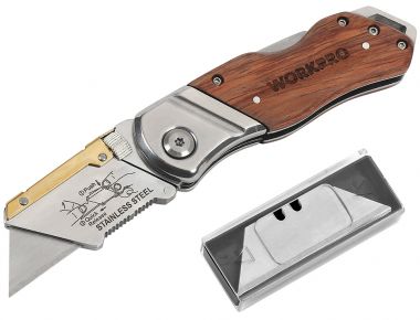 Нож складной WORKPRO с деревянной рукояткой WP211014 ― WORKPRO